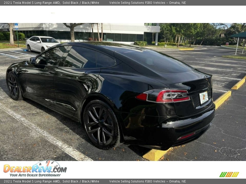 2021 Tesla Model S Long Range AWD Solid Black / Black/White Photo #5