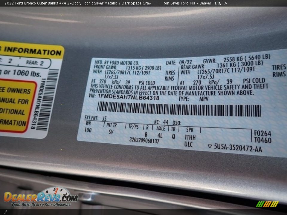 Ford Color Code JS Iconic Silver Metallic