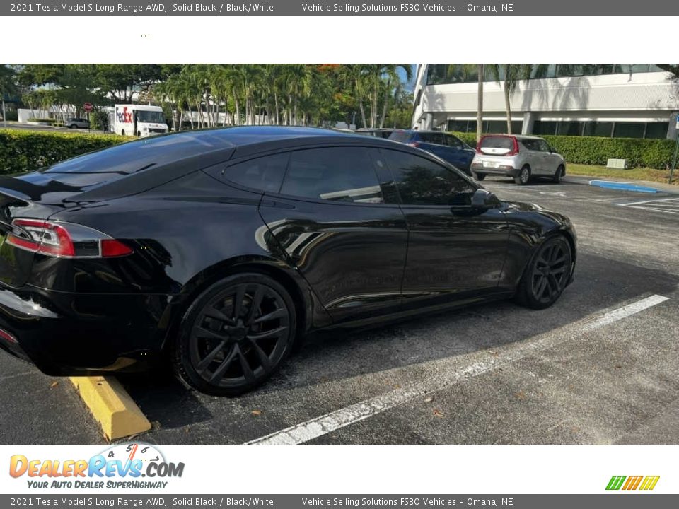 2021 Tesla Model S Long Range AWD Solid Black / Black/White Photo #7