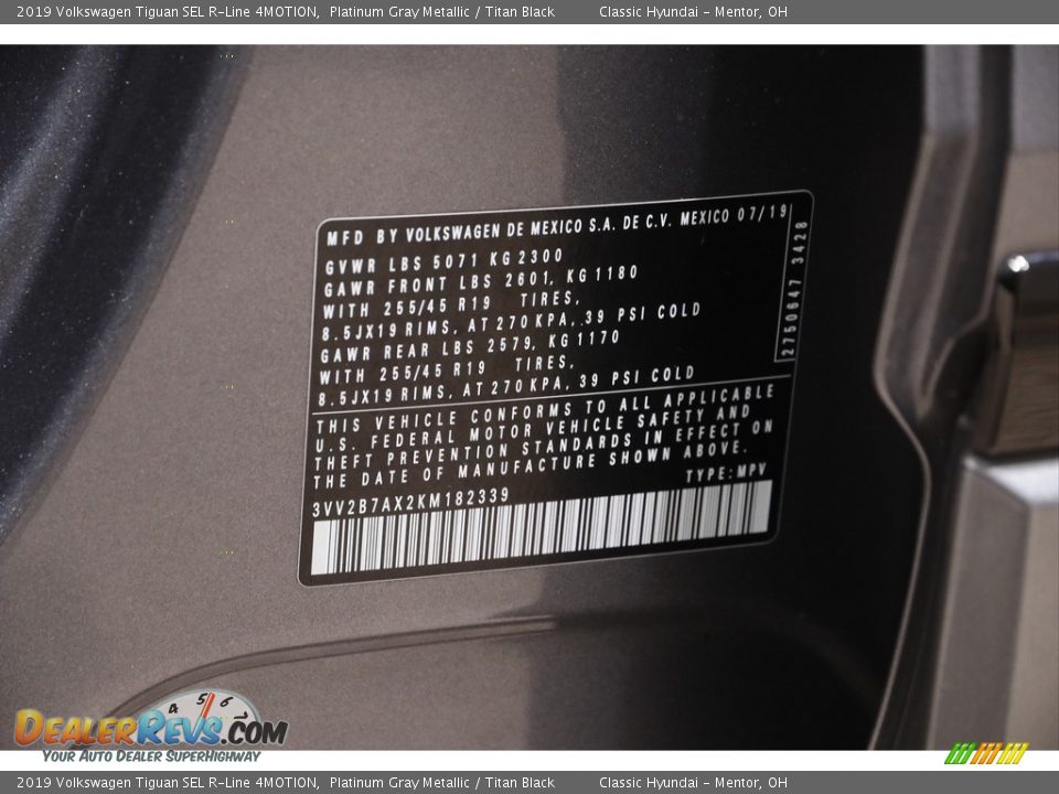 2019 Volkswagen Tiguan SEL R-Line 4MOTION Platinum Gray Metallic / Titan Black Photo #22