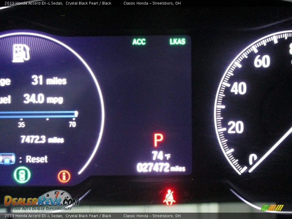 2019 Honda Accord EX-L Sedan Crystal Black Pearl / Black Photo #33