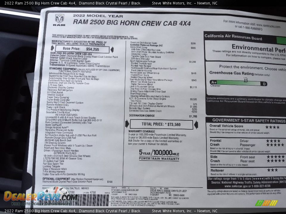 2022 Ram 2500 Big Horn Crew Cab 4x4 Diamond Black Crystal Pearl / Black Photo #32