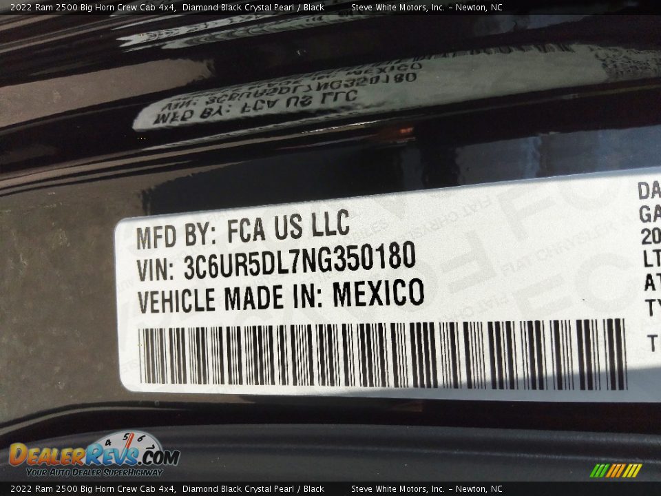 2022 Ram 2500 Big Horn Crew Cab 4x4 Diamond Black Crystal Pearl / Black Photo #34