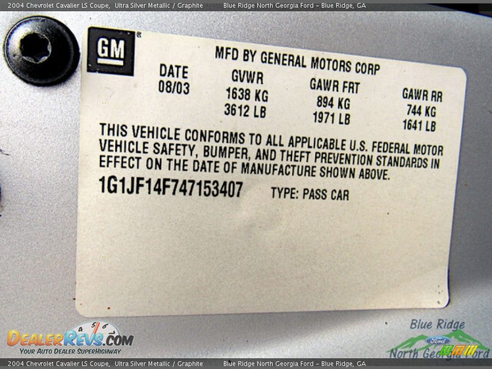 2004 Chevrolet Cavalier LS Coupe Ultra Silver Metallic / Graphite Photo #11