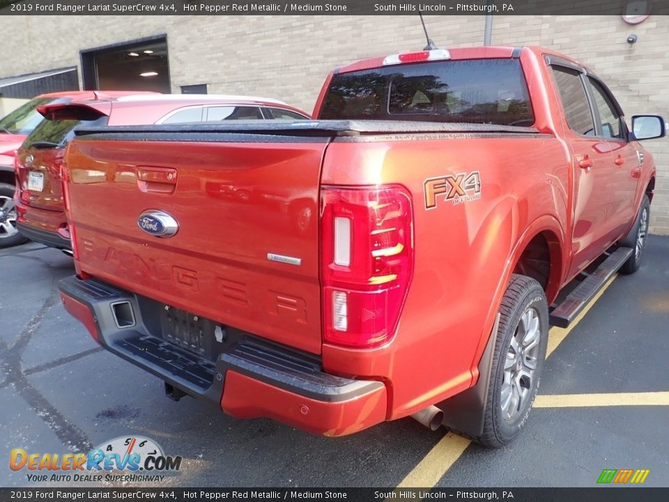 2019 Ford Ranger Lariat SuperCrew 4x4 Hot Pepper Red Metallic / Medium Stone Photo #3