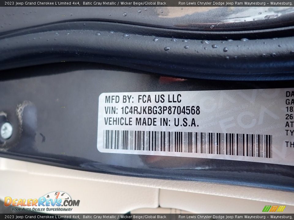 2023 Jeep Grand Cherokee L Limited 4x4 Baltic Gray Metallic / Wicker Beige/Global Black Photo #14
