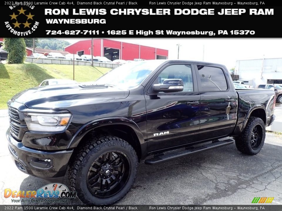 2022 Ram 1500 Laramie Crew Cab 4x4 Diamond Black Crystal Pearl / Black Photo #1