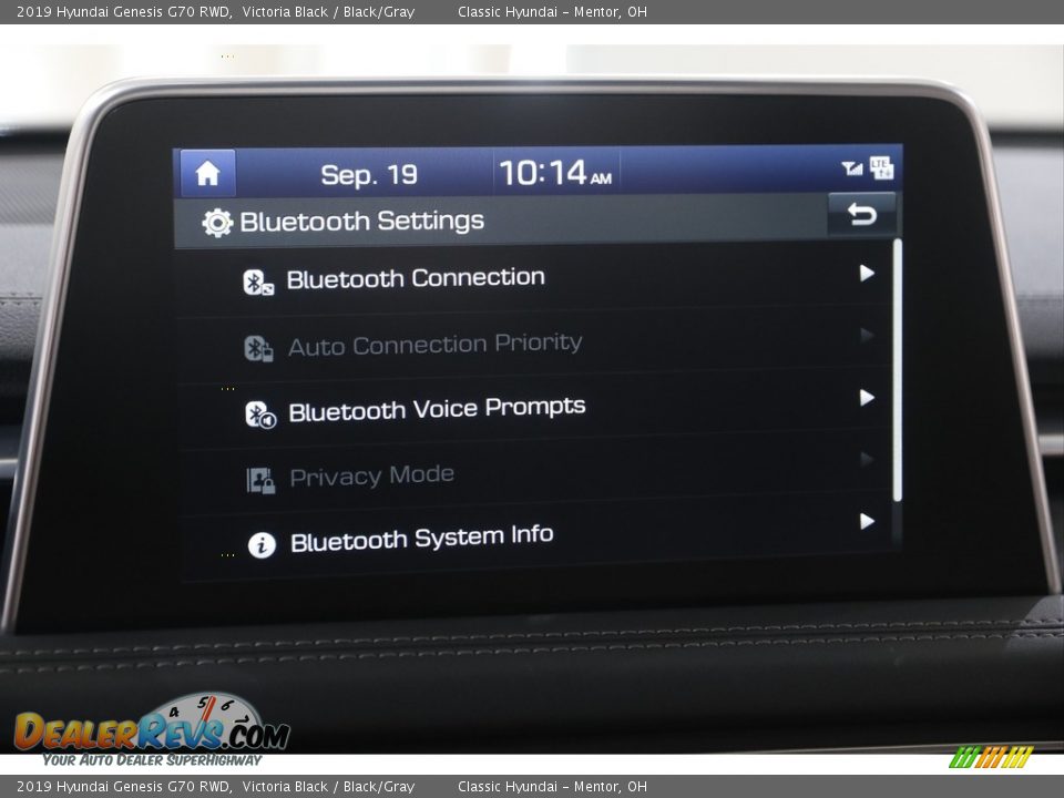 2019 Hyundai Genesis G70 RWD Victoria Black / Black/Gray Photo #12