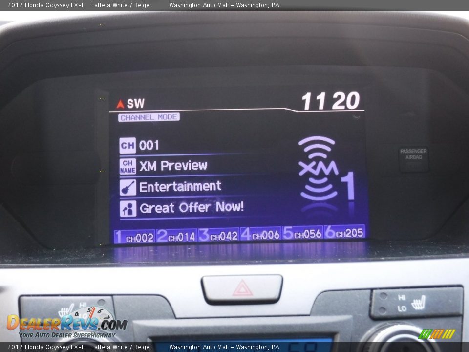 2012 Honda Odyssey EX-L Taffeta White / Beige Photo #19