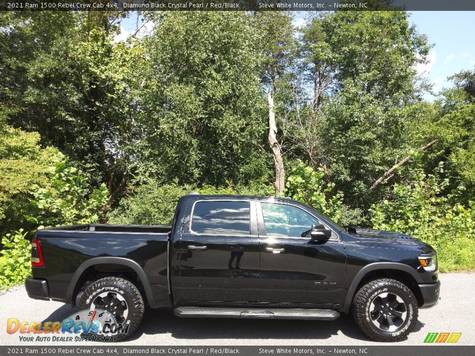 2021 Ram 1500 Rebel Crew Cab 4x4 Diamond Black Crystal Pearl / Red/Black Photo #5