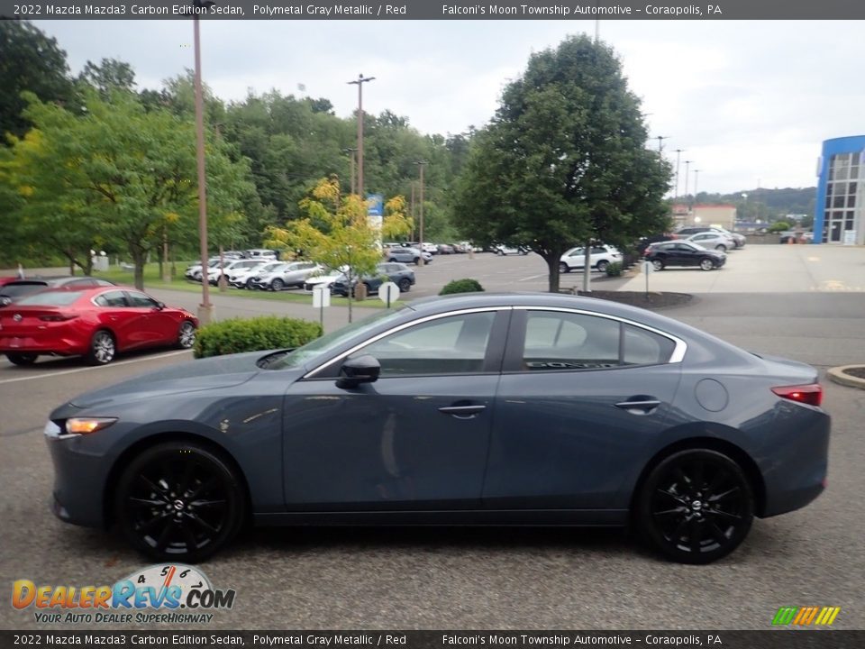 2022 Mazda Mazda3 Carbon Edition Sedan Polymetal Gray Metallic / Red Photo #5