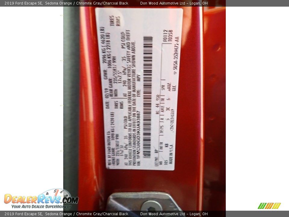 2019 Ford Escape SE Sedona Orange / Chromite Gray/Charcoal Black Photo #32
