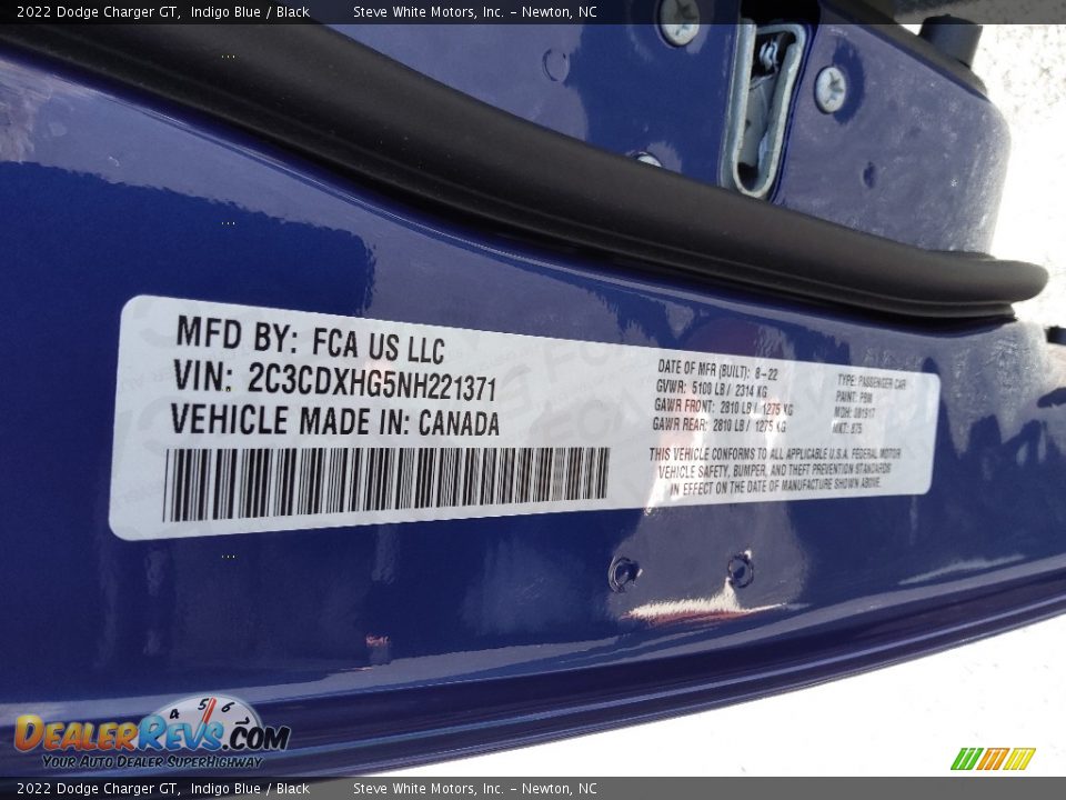 2022 Dodge Charger GT Indigo Blue / Black Photo #28