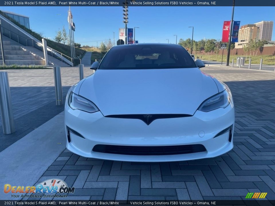 2021 Tesla Model S Plaid AWD Pearl White Multi-Coat / Black/White Photo #3