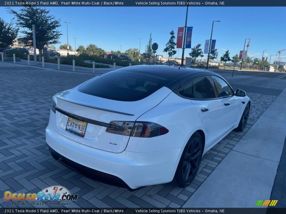 2021 Tesla Model S Plaid AWD Pearl White Multi-Coat / Black/White Photo #6