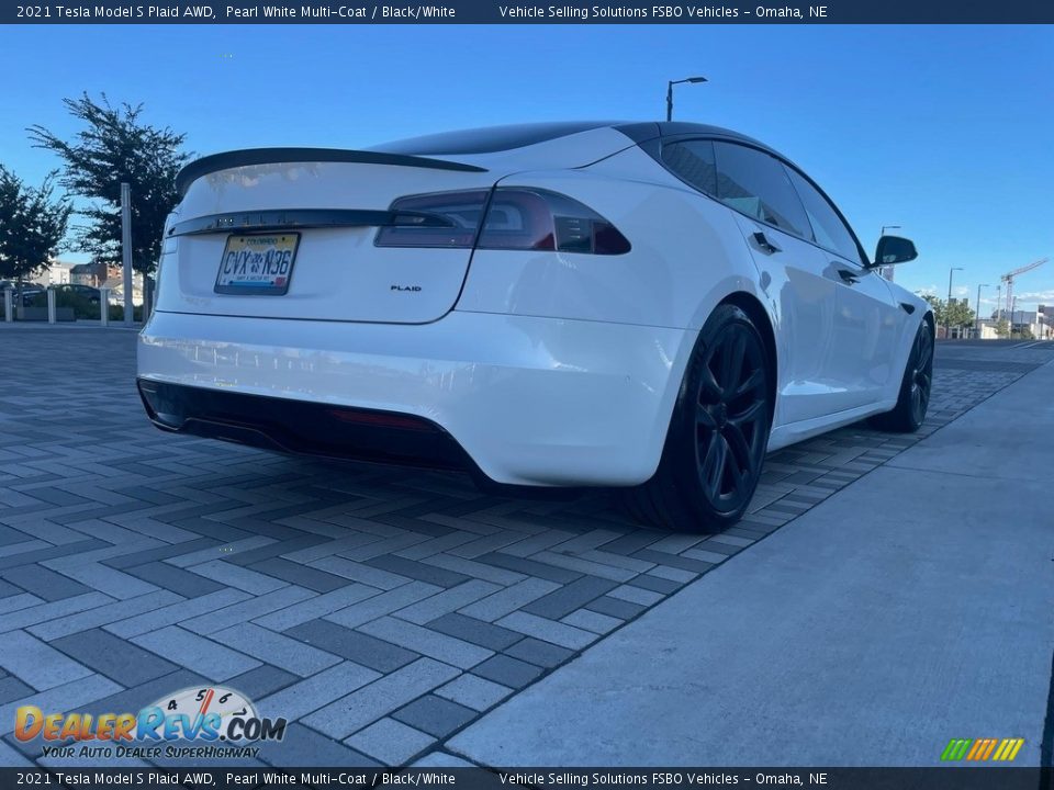 2021 Tesla Model S Plaid AWD Pearl White Multi-Coat / Black/White Photo #7