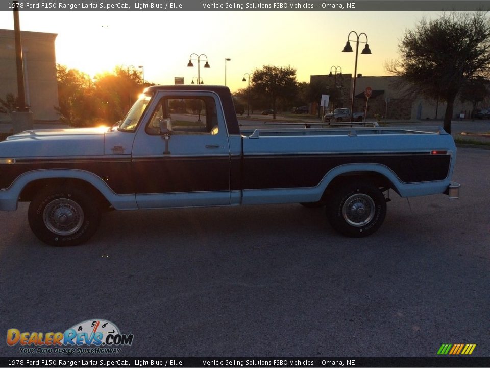 1978 Ford F150 Ranger Lariat SuperCab Light Blue / Blue Photo #14