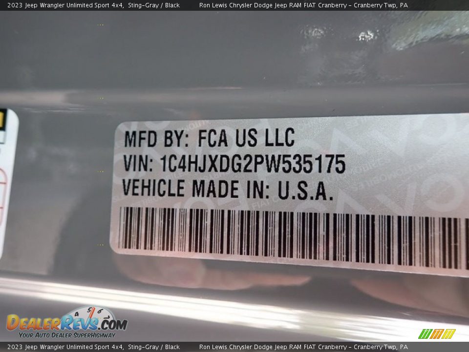 2023 Jeep Wrangler Unlimited Sport 4x4 Sting-Gray / Black Photo #20