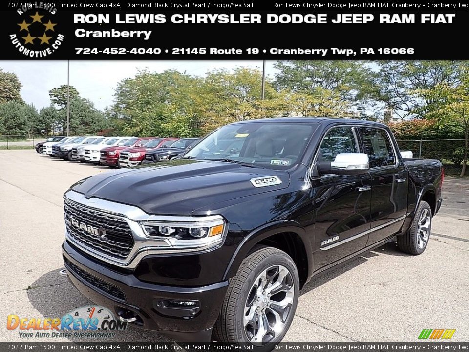 2022 Ram 1500 Limited Crew Cab 4x4 Diamond Black Crystal Pearl / Indigo/Sea Salt Photo #1