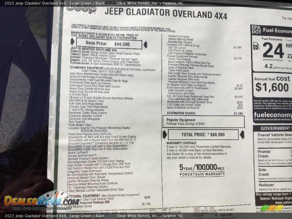 2022 Jeep Gladiator Overland 4x4 Sarge Green / Black Photo #32