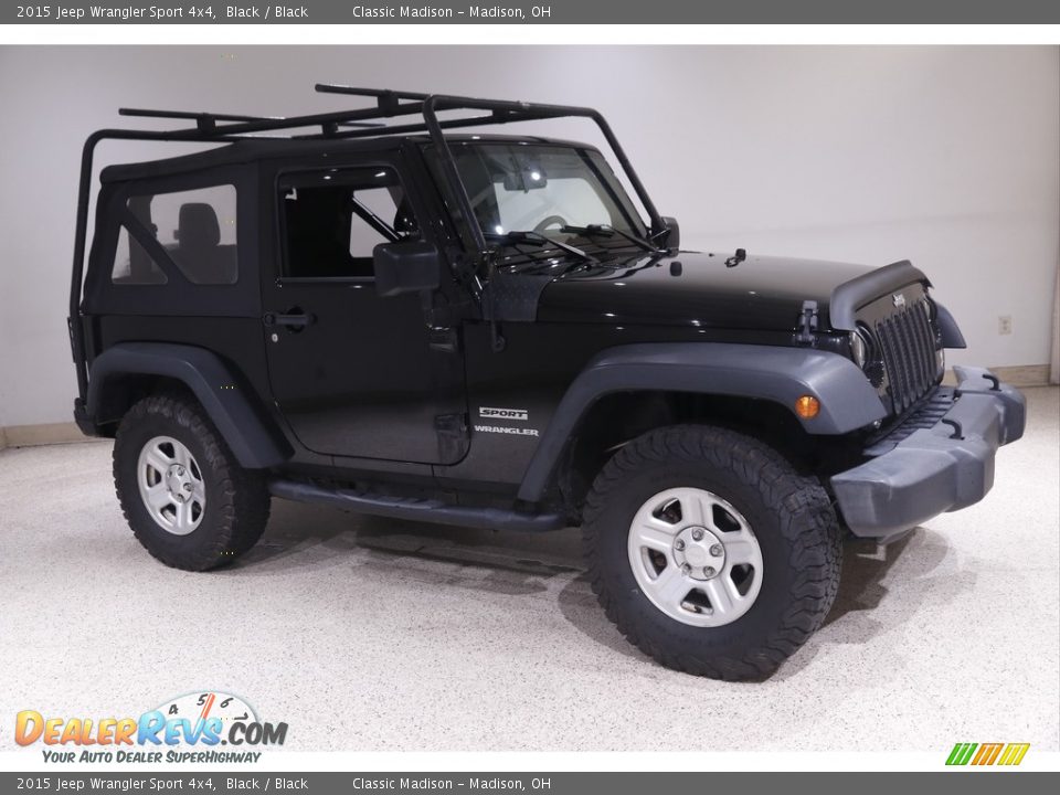 2015 Jeep Wrangler Sport 4x4 Black / Black Photo #1