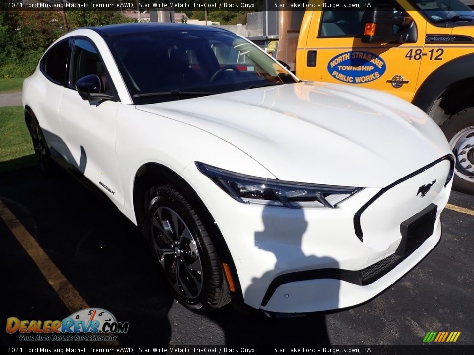 2021 Ford Mustang Mach-E Premium eAWD Star White Metallic Tri-Coat / Black Onyx Photo #2