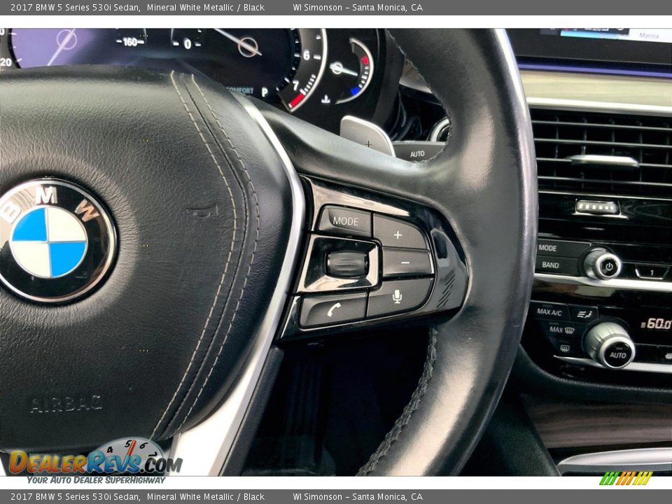2017 BMW 5 Series 530i Sedan Mineral White Metallic / Black Photo #22
