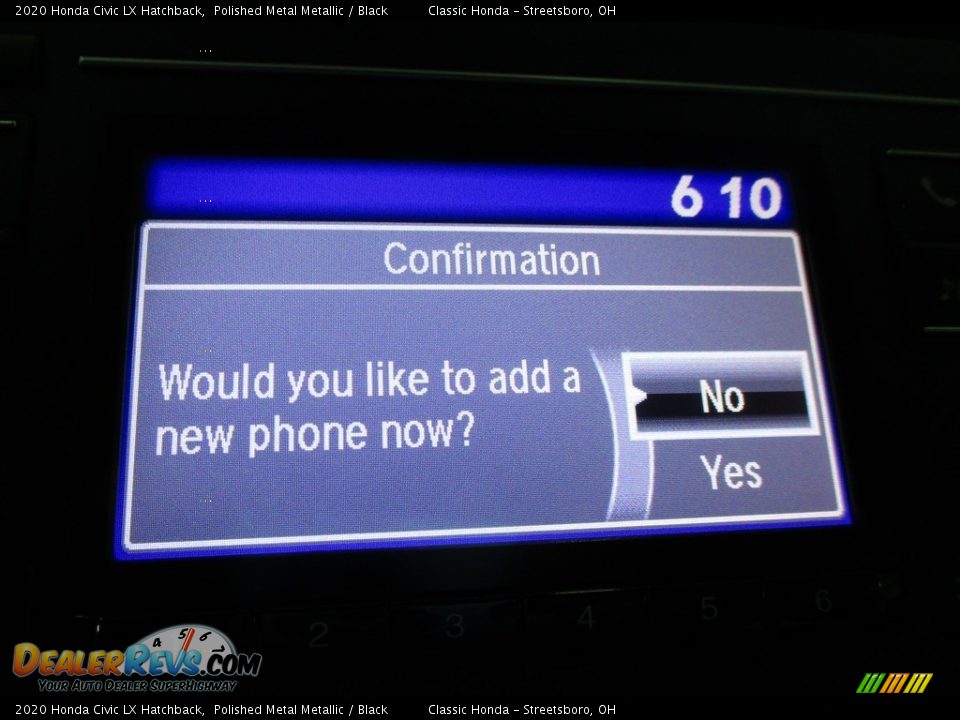 2020 Honda Civic LX Hatchback Polished Metal Metallic / Black Photo #36