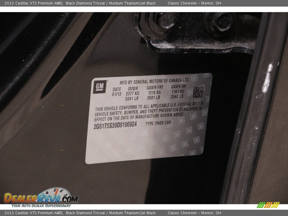 2013 Cadillac XTS Premium AWD Black Diamond Tricoat / Medium Titanium/Jet Black Photo #18
