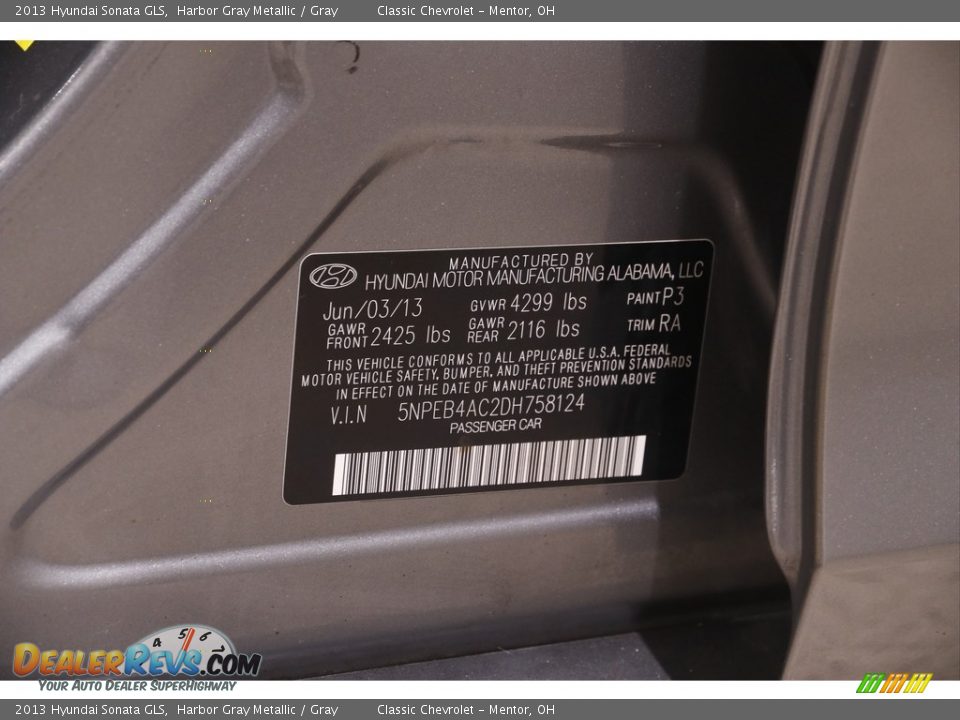 2013 Hyundai Sonata GLS Harbor Gray Metallic / Gray Photo #18