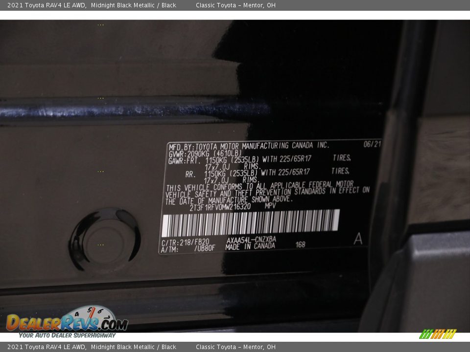 2021 Toyota RAV4 LE AWD Midnight Black Metallic / Black Photo #19