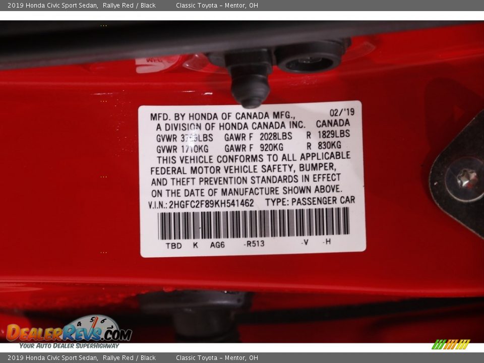 2019 Honda Civic Sport Sedan Rallye Red / Black Photo #21