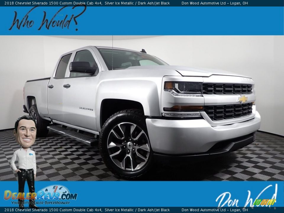 2018 Chevrolet Silverado 1500 Custom Double Cab 4x4 Silver Ice Metallic / Dark Ash/Jet Black Photo #1