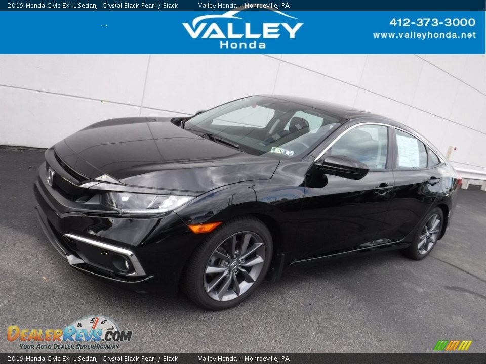 2019 Honda Civic EX-L Sedan Crystal Black Pearl / Black Photo #1