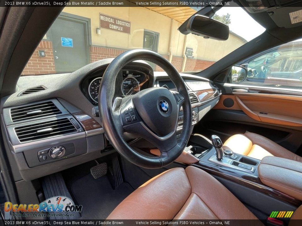 2013 BMW X6 xDrive35i Deep Sea Blue Metallic / Saddle Brown Photo #10