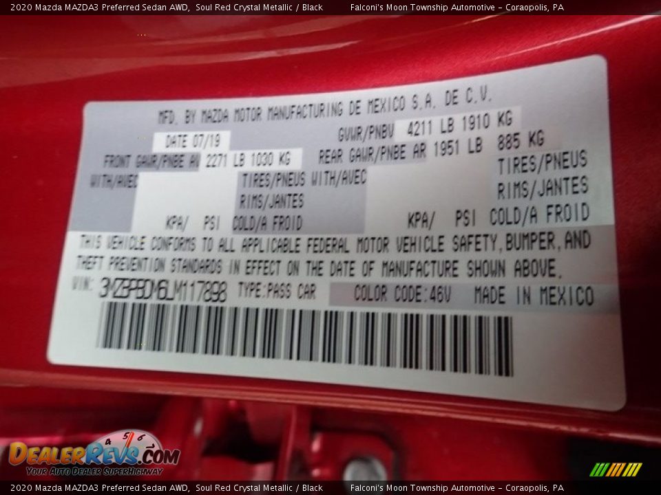 2020 Mazda MAZDA3 Preferred Sedan AWD Soul Red Crystal Metallic / Black Photo #27