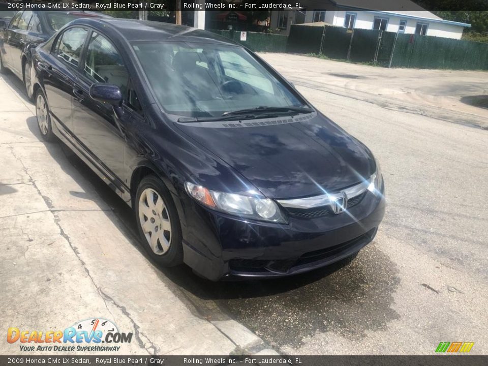 2009 Honda Civic LX Sedan Royal Blue Pearl / Gray Photo #1