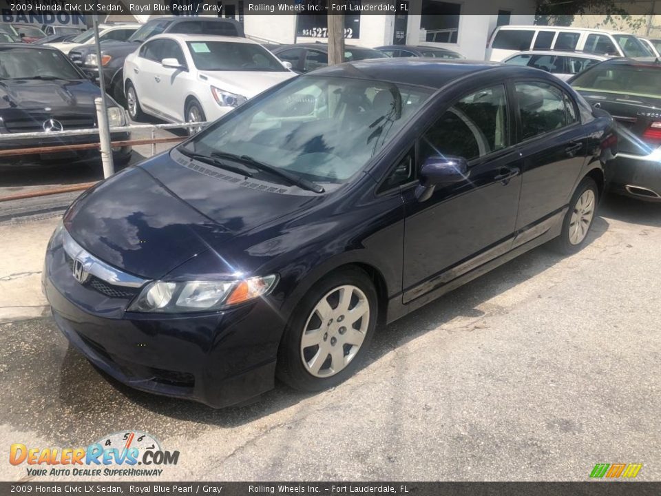 2009 Honda Civic LX Sedan Royal Blue Pearl / Gray Photo #2