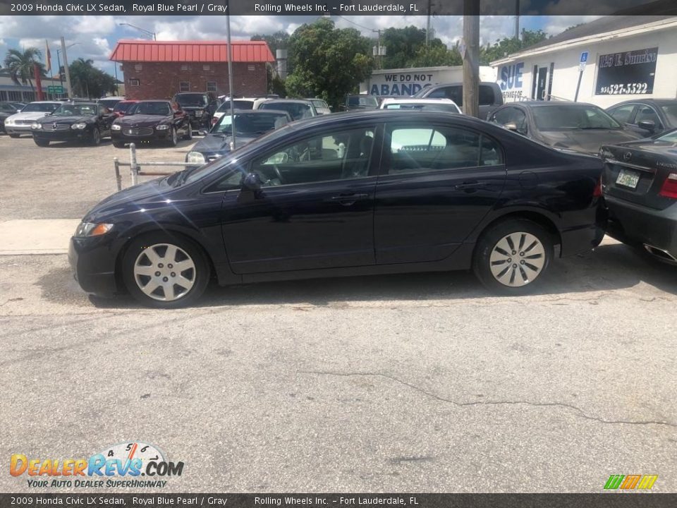 2009 Honda Civic LX Sedan Royal Blue Pearl / Gray Photo #7