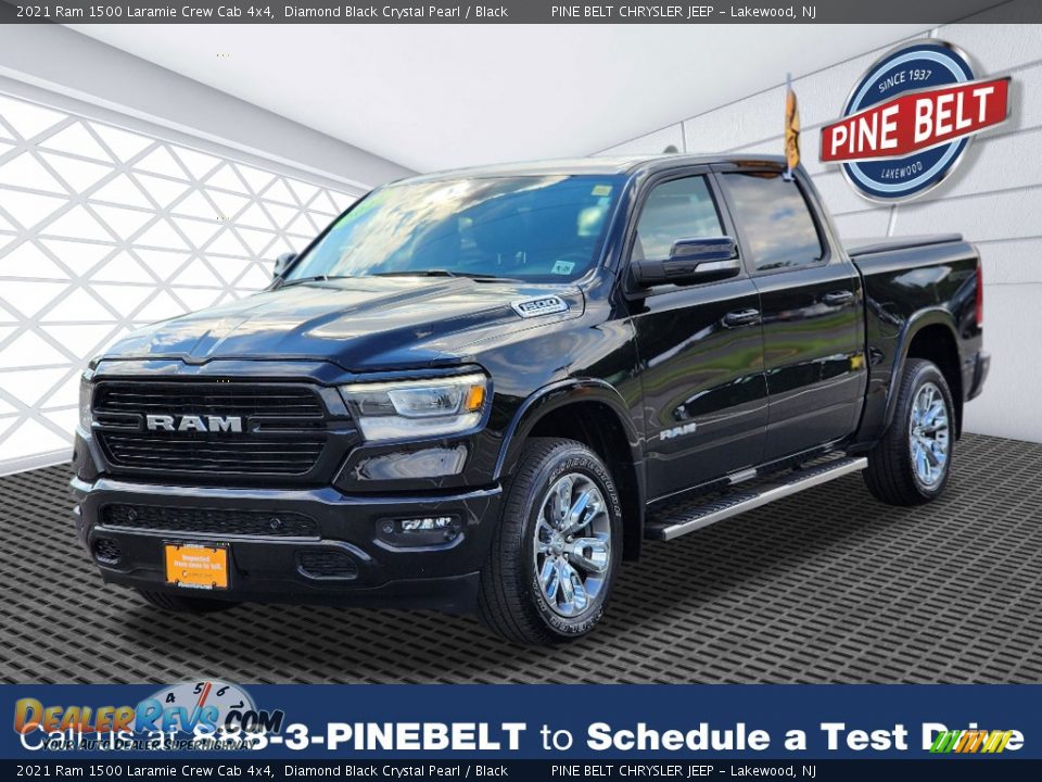 2021 Ram 1500 Laramie Crew Cab 4x4 Diamond Black Crystal Pearl / Black Photo #1