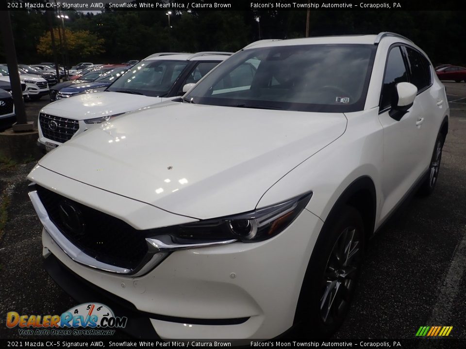 2021 Mazda CX-5 Signature AWD Snowflake White Pearl Mica / Caturra Brown Photo #1