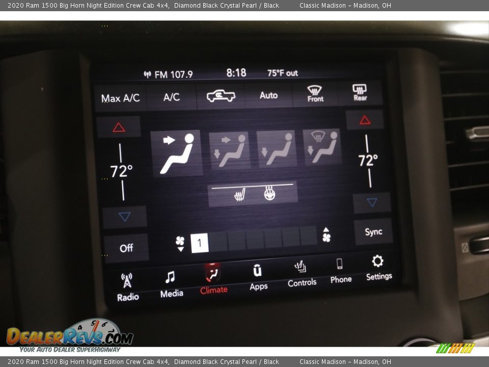 2020 Ram 1500 Big Horn Night Edition Crew Cab 4x4 Diamond Black Crystal Pearl / Black Photo #10