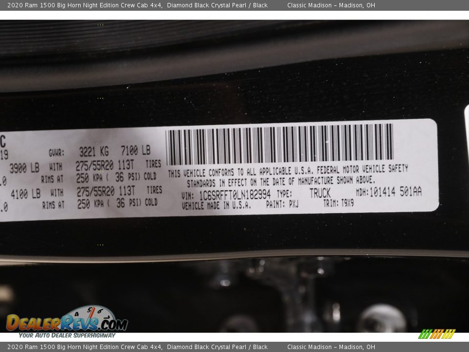 2020 Ram 1500 Big Horn Night Edition Crew Cab 4x4 Diamond Black Crystal Pearl / Black Photo #21