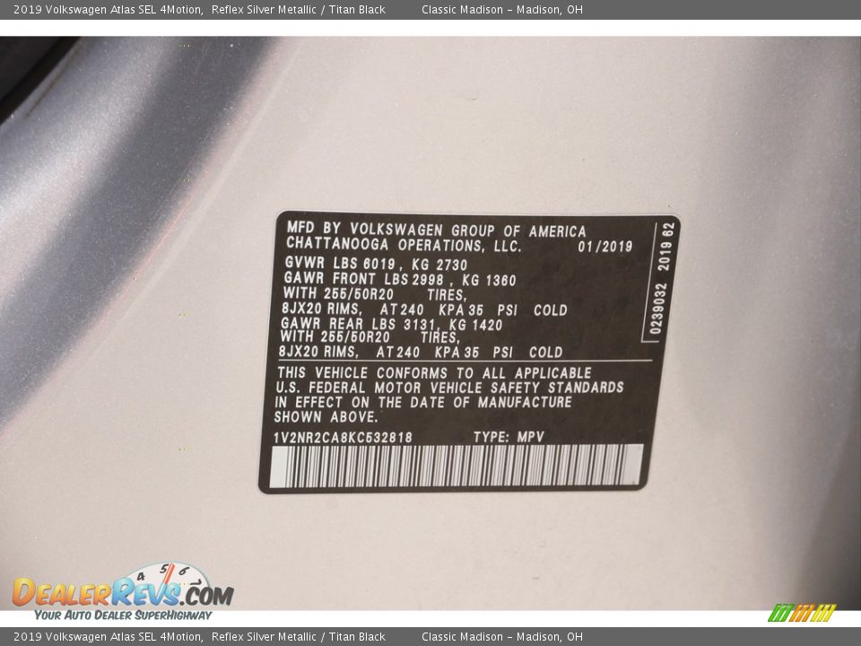 2019 Volkswagen Atlas SEL 4Motion Reflex Silver Metallic / Titan Black Photo #23