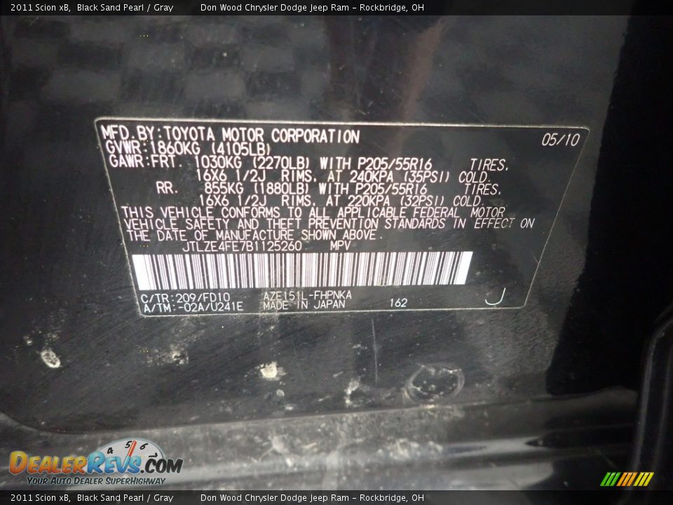 2011 Scion xB Black Sand Pearl / Gray Photo #28