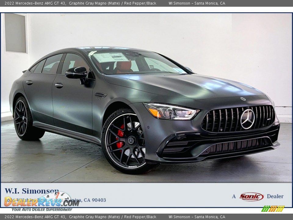 2022 Mercedes-Benz AMG GT 43 Graphite Gray Magno (Matte) / Red Pepper/Black Photo #1