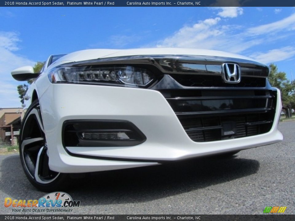 2018 Honda Accord Sport Sedan Platinum White Pearl / Red Photo #2