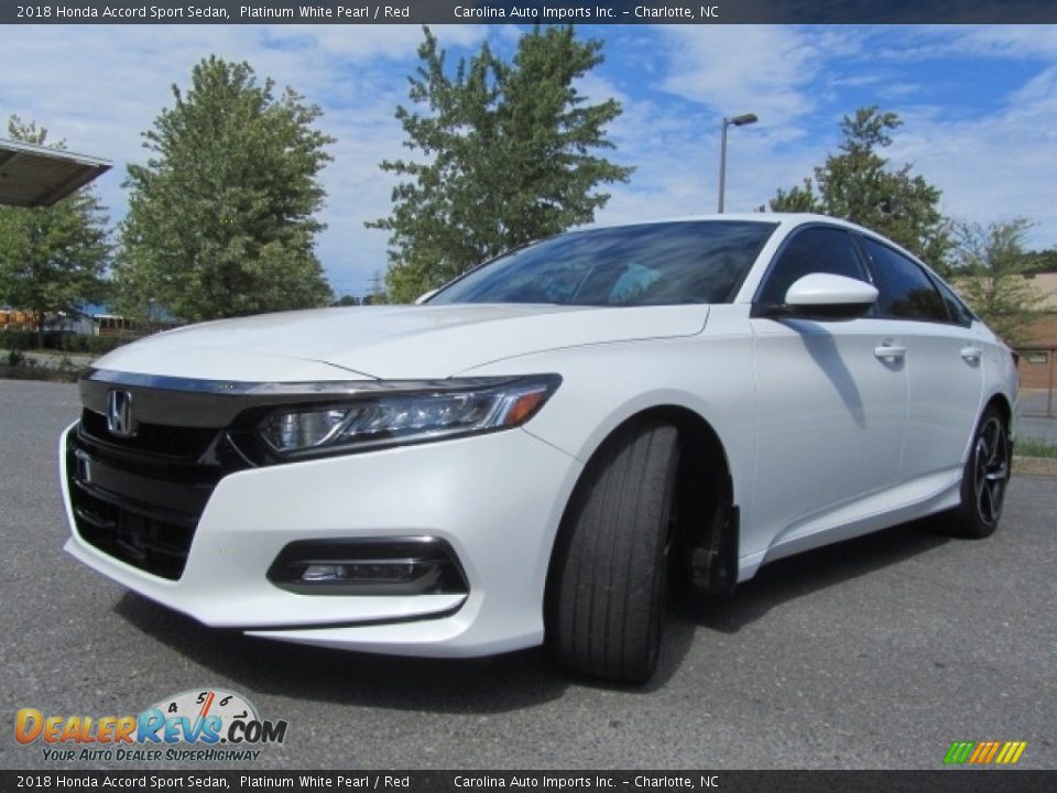 2018 Honda Accord Sport Sedan Platinum White Pearl / Red Photo #6