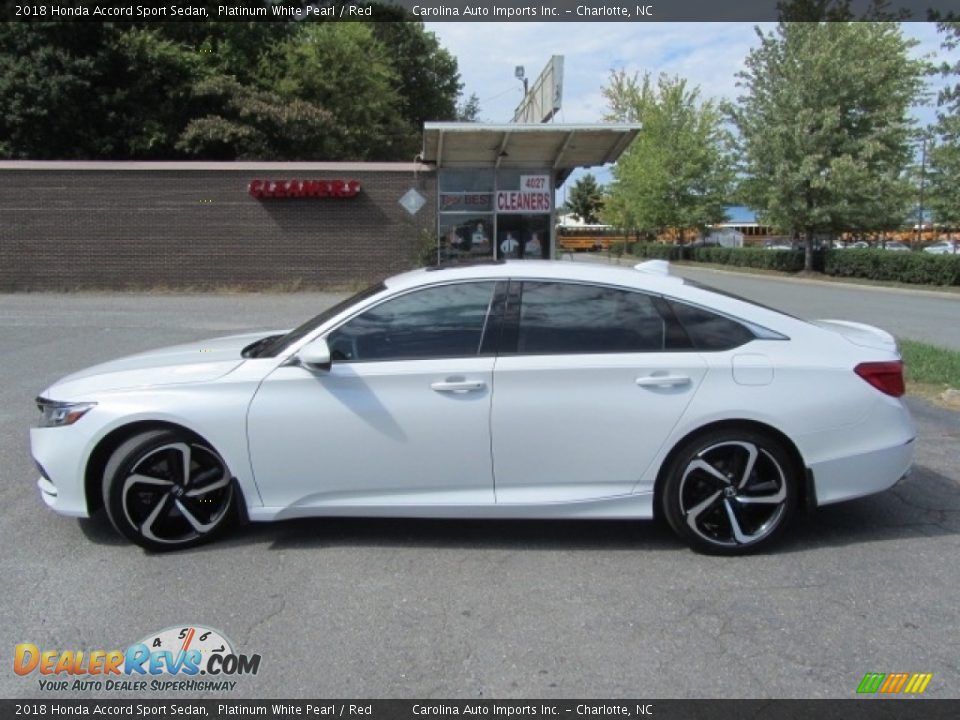 2018 Honda Accord Sport Sedan Platinum White Pearl / Red Photo #7