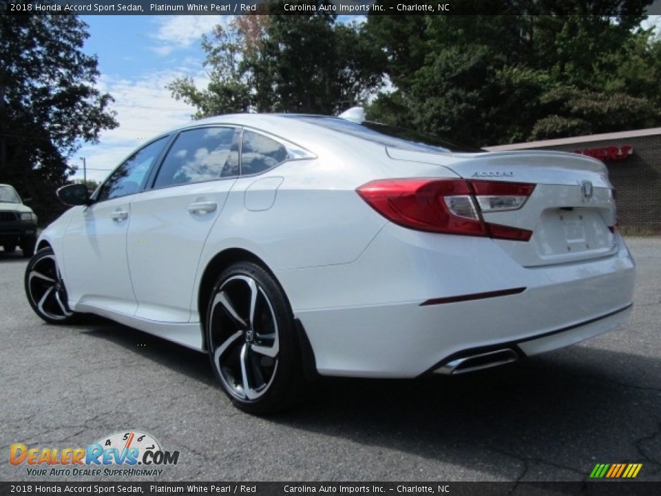 2018 Honda Accord Sport Sedan Platinum White Pearl / Red Photo #8